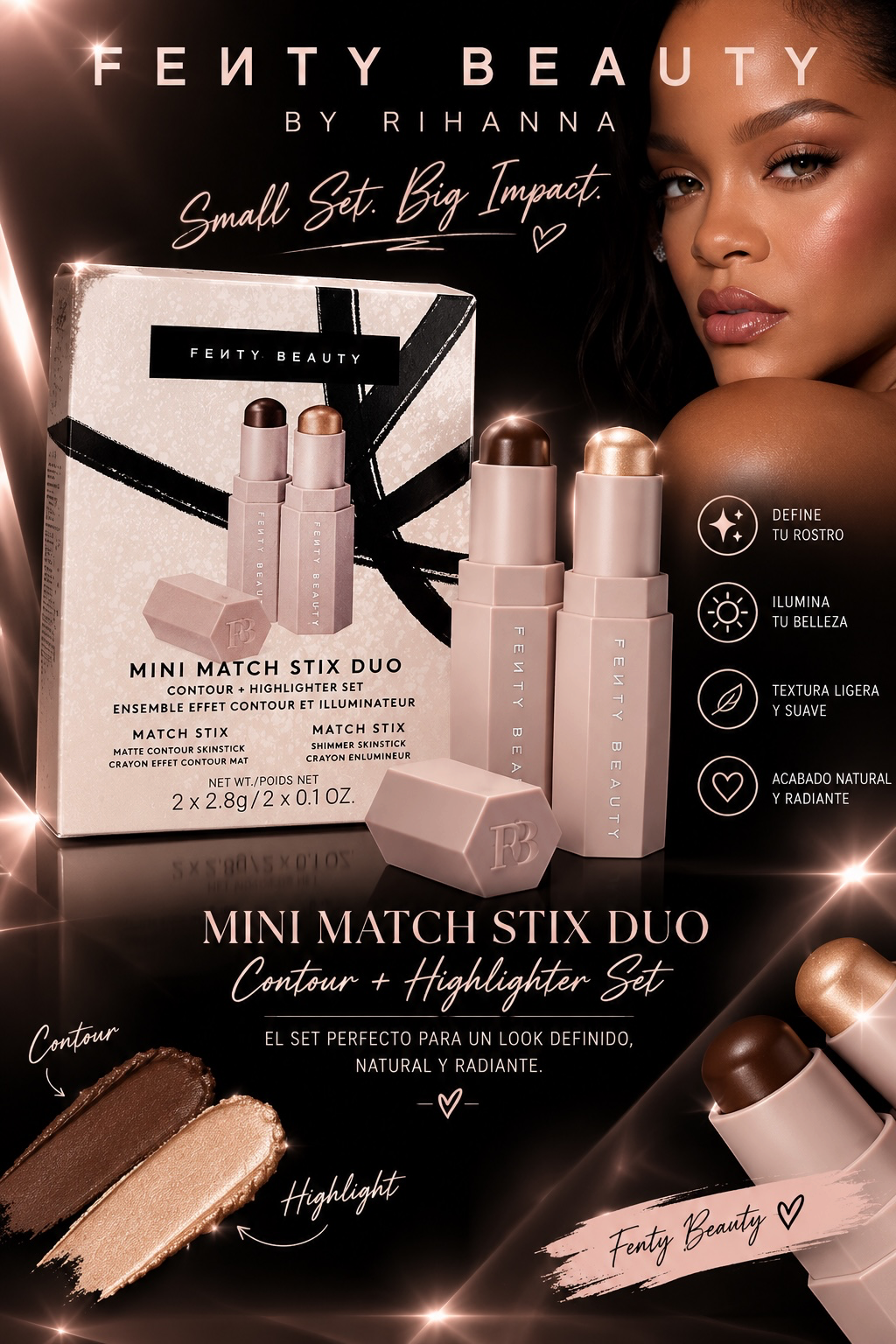 FENTY BEAUTY Mini Match Stix Duo Contour and Highlighter Set