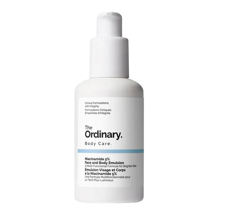 Emulsión de Niacinamida 5% de Mi tienda para rostro y cuerpo en frasco blanco con dosificador