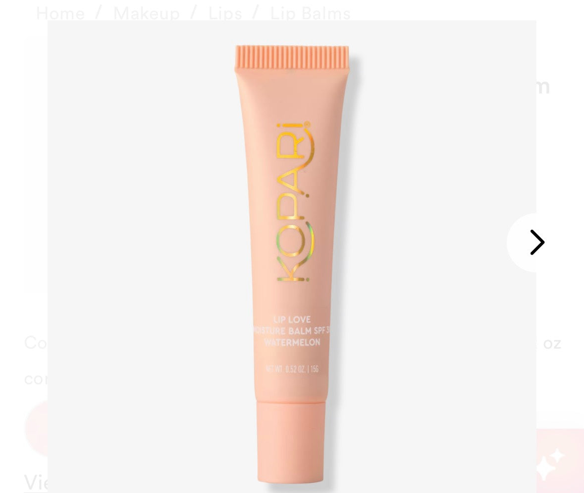 Bálsamo labial hidratante Mi tienda Kopari Lip Love con SPF 30 y aroma a sandía en tubo color melocotón